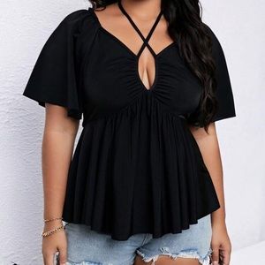 Plus - Criss Cross Blouse - 3X